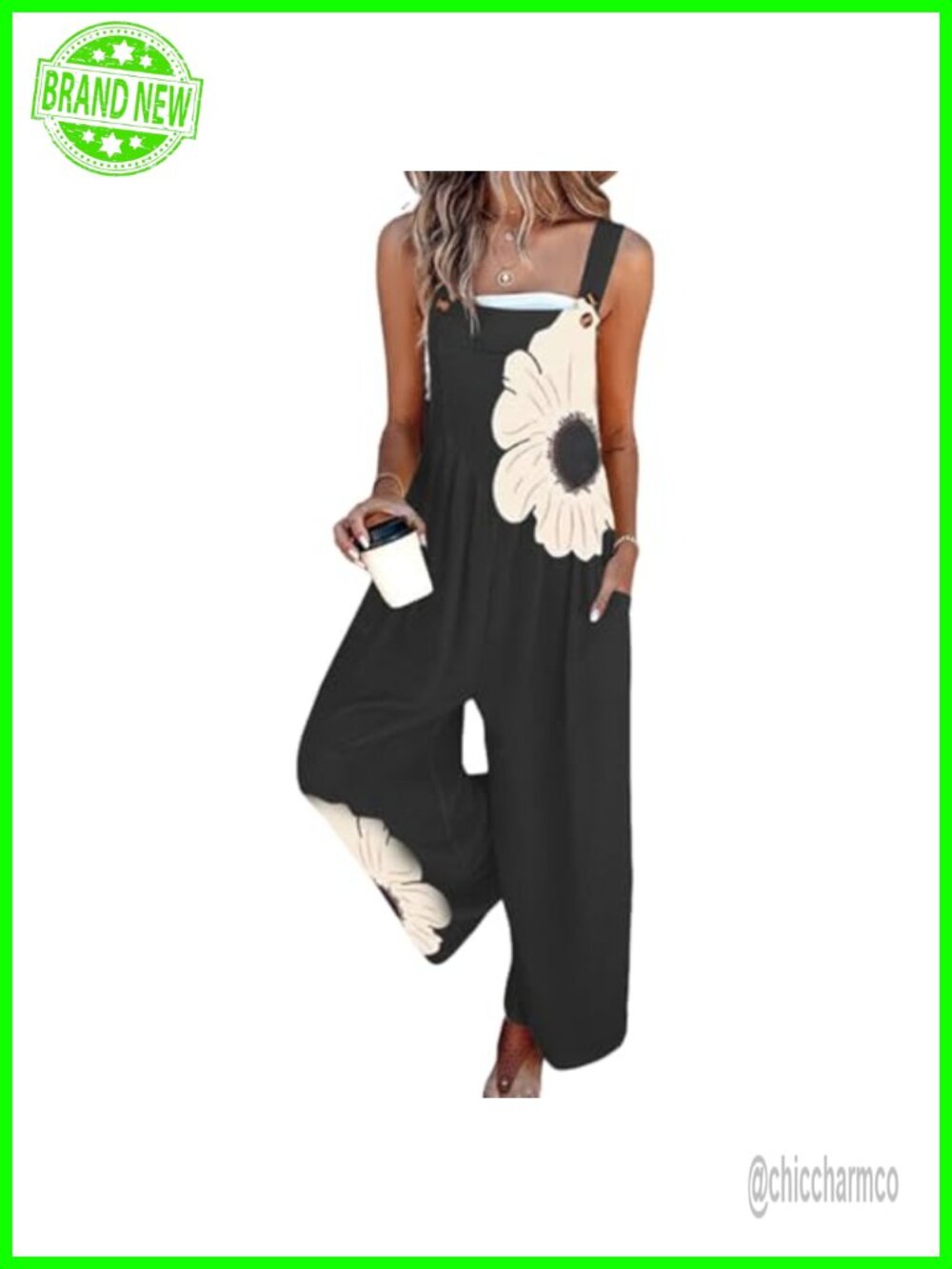 Womens Sleeveless Jumpsuit Wide Leg Romper Square Neck Casual Dressy